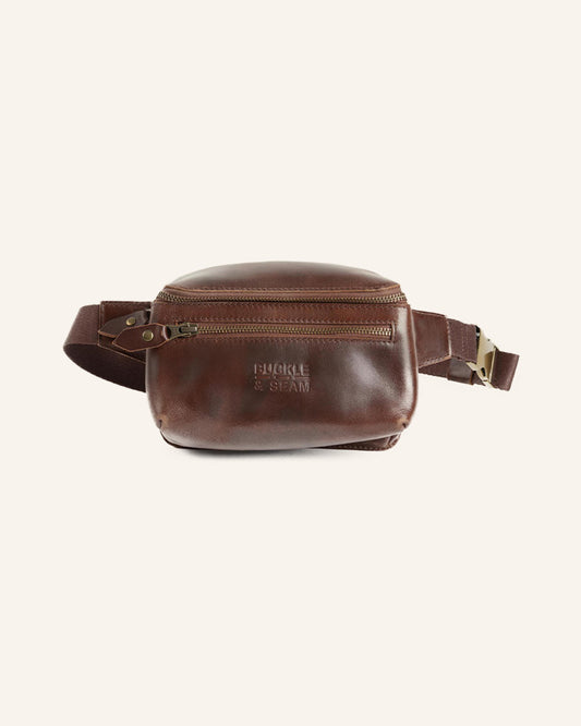 Leather Waist Bag Dash Brown | Dots